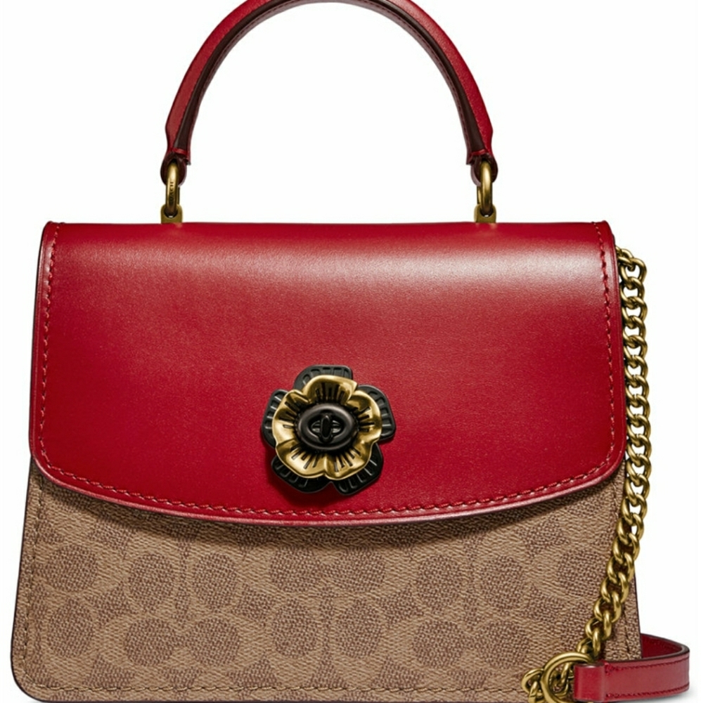 COACH Coated Canvas Signature Parker Handle Bag